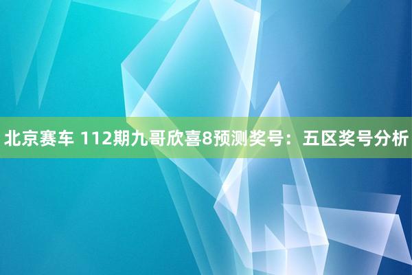 北京赛车 112期九哥欣喜8预测奖号：五区奖号分析
